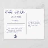 Cartes Postales RSVP De Mariage Nautique Avec Des (Dos)