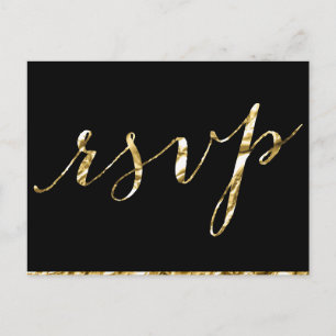 Cartes postales RSVP de mariage noir élégant