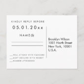 Cartes postales RSVP de mariage noir élégant (Dos)