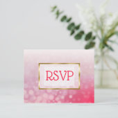 Cartes postales RSVP de mariage Red et Gold Bubble (Debout devant)