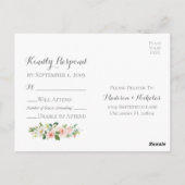 Cartes postales RSVP de mariage rose et blanc aux (Dos)