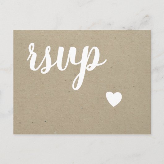 Cartes postales RSVP de mariage rustique du coeur (Devant)