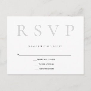 Cartes postales rsvp de mariage simples gris