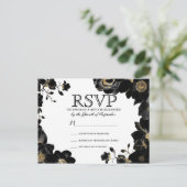 Cartes postales RSVP Floral Noir Accentué Or (Debout devant)
