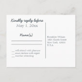 Cartes Postales RSVP Florales De Mariage Avec Cour (Dos)