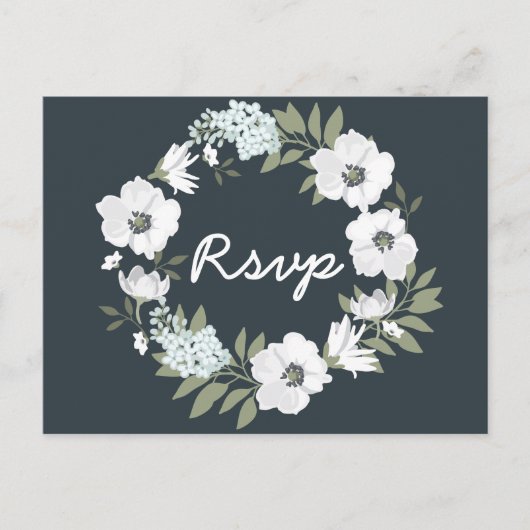 Cartes Postales RSVP Florales De Mariage Avec Cour (Devant)