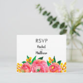 Cartes postales RSVP florales rose et jaune (Debout devant)