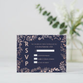 Cartes postales RSVP Gold Floral Rose de la marine (Debout devant)