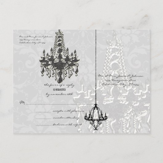 Cartes postales RSVP gris, noir et argent (Dos)