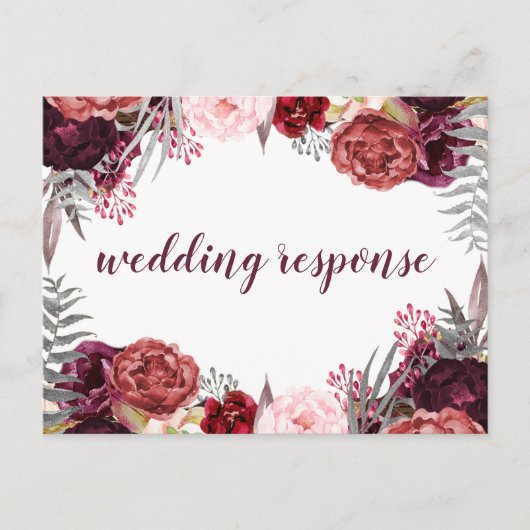 Cartes postales RSVP Marsala Blush Pink Peony (Devant)