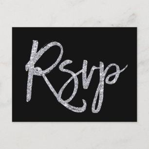 Cartes Postales RSVP Noir Et Argent Mariage