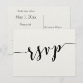 Cartes postales RSVP Noir Et Blanc Calligraphie Ma (Devant / Derrière)