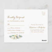Cartes postales RSVP pour mariage aux fleurs d'or  (Dos)
