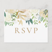 Cartes postales RSVP pour mariage aux fleurs d'or (Devant)