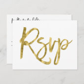 Cartes postales RSVP pour mariage blanc et or (Devant / Derrière)