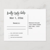 Cartes postales RSVP pour mariage blanc et or (Dos)