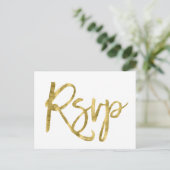 Cartes postales RSVP pour mariage blanc et or (Debout devant)