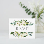 Cartes postales RSVP pour mariage blanc et vert (Debout devant)