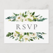 Cartes postales RSVP pour mariage blanc et vert (Devant)