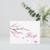 Cartes postales RSVP pour mariage cerise en fleurs (Debout devant)