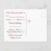 Cartes postales RSVP pour mariage dégradé rouge et (Dos)