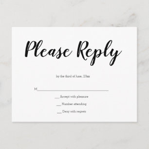 Cartes postales rsvp pour mariage en script simple