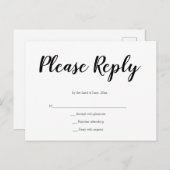 Cartes postales rsvp pour mariage en script simple (Devant / Derrière)