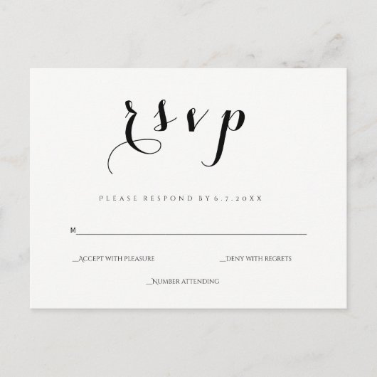 Cartes postales rsvp pour mariage moderne simple e (Devant)