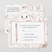 Cartes postales RSVP rose Gold et Peinture (Devant / Derrière)
