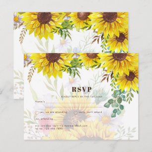 Cartes postales RSVP Rustic Sunflowers Wedal Weddi