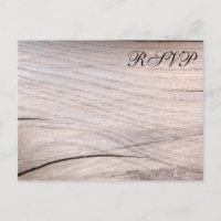 Cartes postales RSVP Rustic Wood Grain Design Wedd