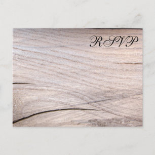 Cartes postales RSVP Rustic Wood Grain Design Wedd