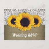 Cartes postales RSVP Sunflower Burlap and Lace Wed (Devant)