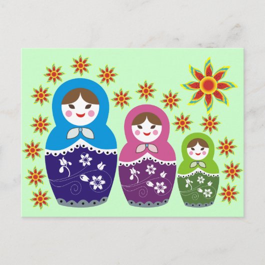 Cartes postales russes Matryoshka Dolls (Devant)