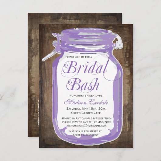 Cartes postales Rustique Country Mason Jar Fête de (Devant / Derrière)