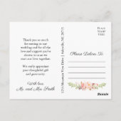 Cartes postales Rustique rose Mariage (Dos)