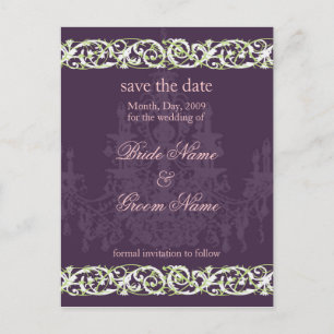 Cartes postales Save the Date, accent de volutes d
