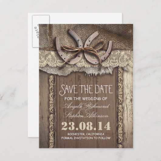 Cartes postales "save the date" avec des fers à ch (Devant / Derrière)