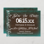Cartes postales "Save the Date" marron turquoise r (Devant / Derrière)