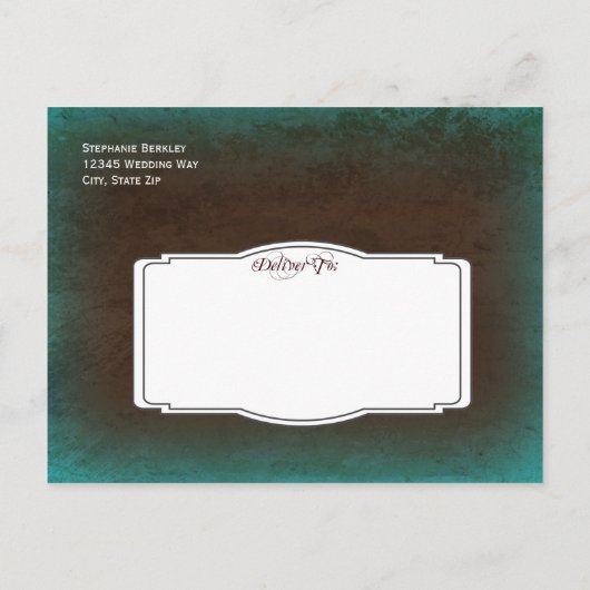 Cartes postales "Save the Date" marron turquoise r (Dos)