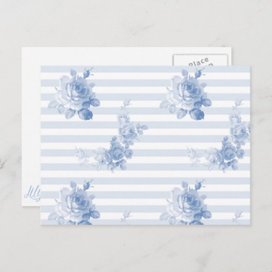 Cartes postales "Seaside Garden Stripe" en bleuet (Devant / Derrière)