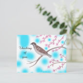 Cartes postales Sky Sparrow in Cherry Blossom Tree (Debout devant)