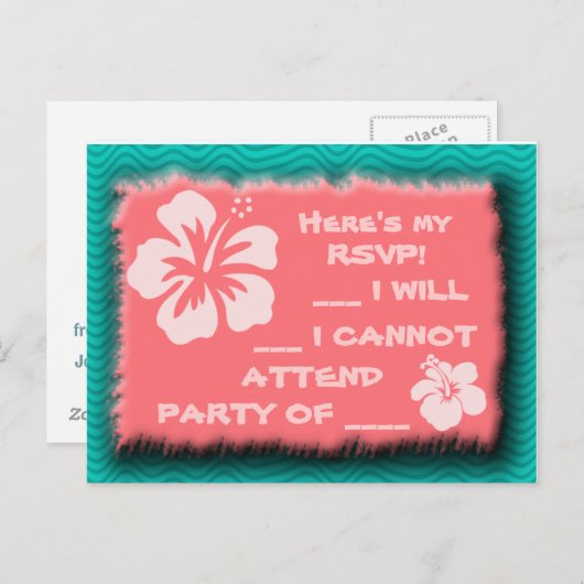 Cartes postales Turquoise et Coral à Customiser (Devant / Derrière)