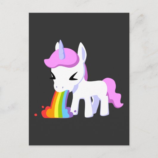 CARTES POSTALES UNICORN VOMIT RAINBOW (Devant)