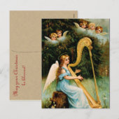 Cartes postales victoriennes de Noël d'ange (Devant / Derrière)