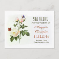 Cartes postales victoriennes roses blanches save t