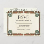 Cartes postales vintage Art Nouveau RSVP Mariage I (Devant / Derrière)