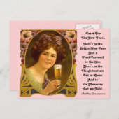 Cartes postales vintage de fille au champagne pour (Devant / Derrière)