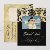 Cartes postales vintage Mariage damassé Merci, (Devant / Derrière)