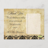 Cartes postales vintage Mariage damassé Merci, (Dos)